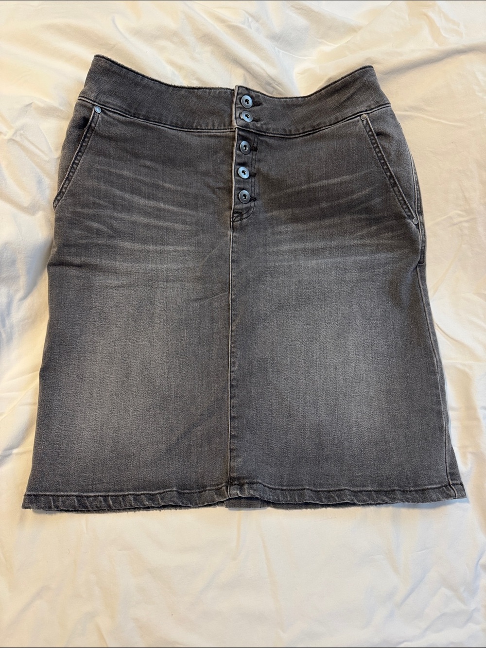 Prana Faded Black Button-Front Pencil Skirt